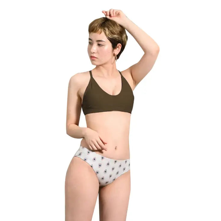 Swim Tops: Maka-Hou Women Back Cross Bra Top-BROWN (japanese Brand) - 13W06-12S0014-L, 13W06-12S0014-M, 2024, Brown, Clothing