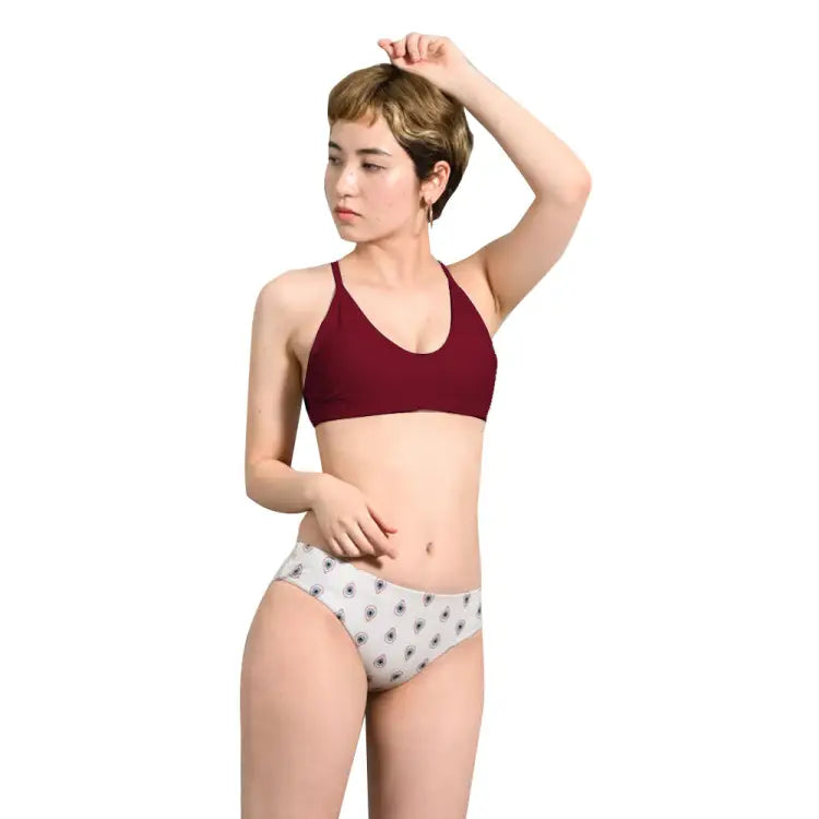 Swim Tops: Maka-Hou Women Back Cross Bra Top-ENJI (Japanese Brand) - 13W06-12S0014-L, 13W06-12S0014-M, 2024, Clothing, Enji