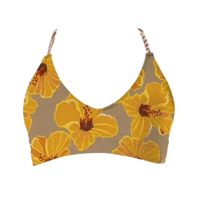 Swim Tops: Maka-Hou Women Back Cross Bra Top-L.FLORAL (Japanese Brand) - MAKA-HOU / L.Floral / M / 13W06-12S0014-L, 13W06-12S0014-M, 2024,