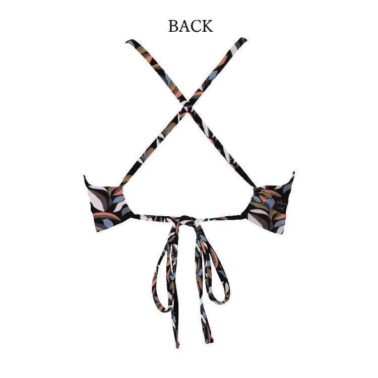 Swim Tops: Maka-Hou Women Back Cross Bra Top-MULTI LEAF (Japanese Brand) - 13W06-12S0014-L, 13W06-12S0014-M, 2024, Clothing, Fashion
