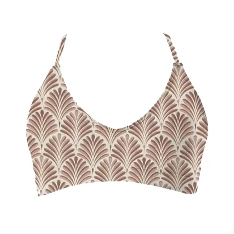 Swim Tops: Maka-Hou Women Back Cross Bra Top-SHELL (Japanese Brand) - MAKA-HOU / Shell / M / 13W06-12S0014-L, 13W06-12S0014-M, 2024,