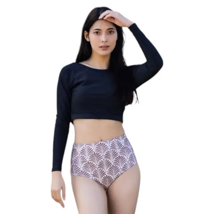 Rashguards: Maka-Hou Women Back Ribboon Rashguard-BLACK (Japanese Brand) - 2024, Black, Clothing, Fashion, Hong Kong