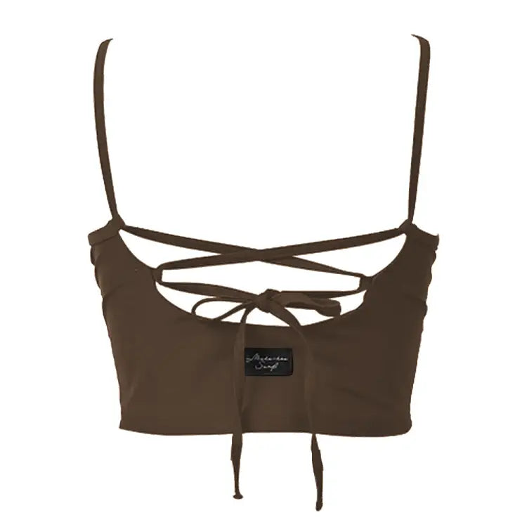 Swim Tops: Maka-Hou Women Camisole Bra Top-BROWN (Japanese Brand) - 2025, Brown, Clothing, Fashion, Hong Kong