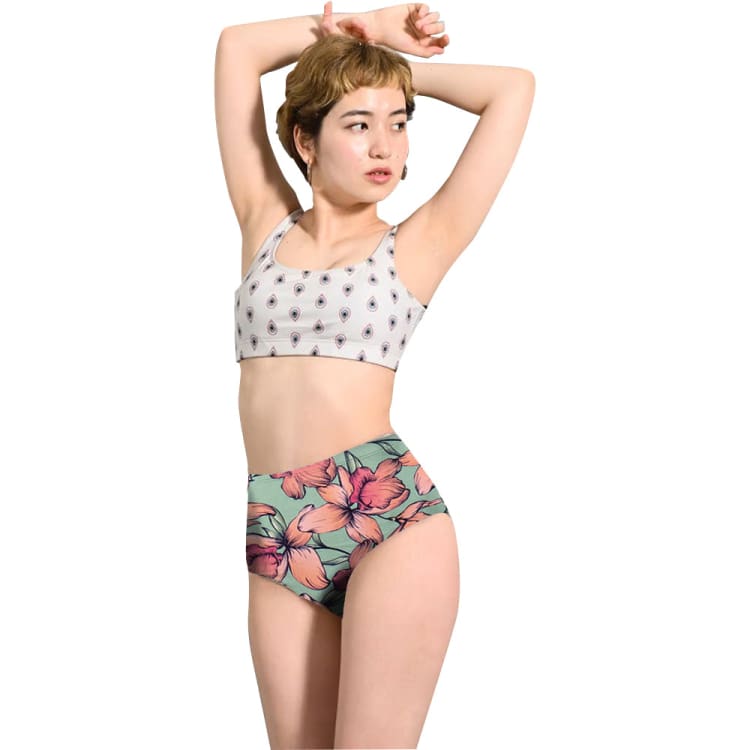 Bikini Pants: Maka - Hou Women High Waist Panties - BIG FLOWER - Big Flower, Pants, Bottom, Clothing, Fashion | 40W02 - 22S3609 - M