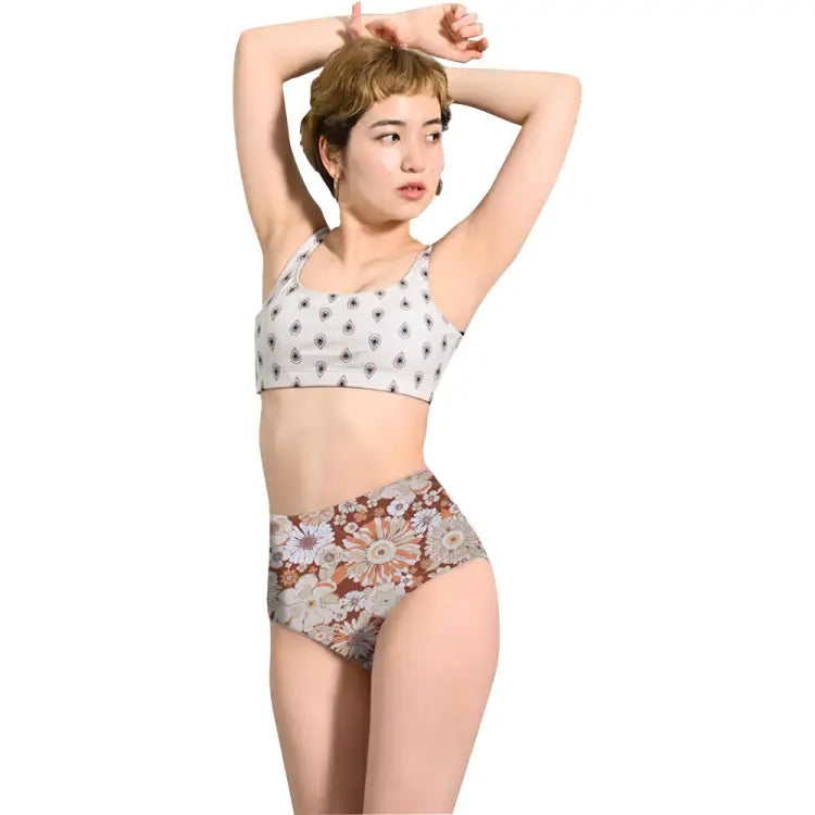 Bikini Pants: Maka - Hou Women High Waist Panties - RETRO FLOWER - Pants, Bottom, Clothing, Fashion, Hong Kong | 40W02 - 22S2508 - M