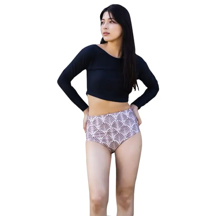 Bikini Pants: Maka-Hou Women High Waist Bikini Panties-SHELL (japanese Brand) - 40W02-22S3609-L, 40W02-22S3609-M, Bikini Pants, Bottom,