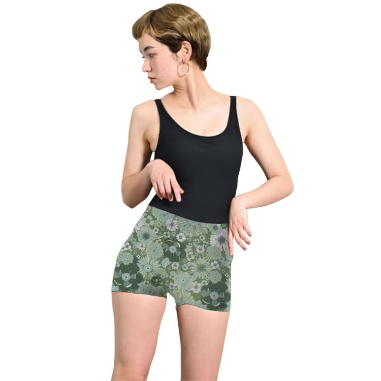 Bikini Pants: Maka - Hou Women Highcut Water Shorts - GREEN FLOWER - Pants, Bottom, Clothing, Fashion, Green | 40W04 - 12S3533 - M