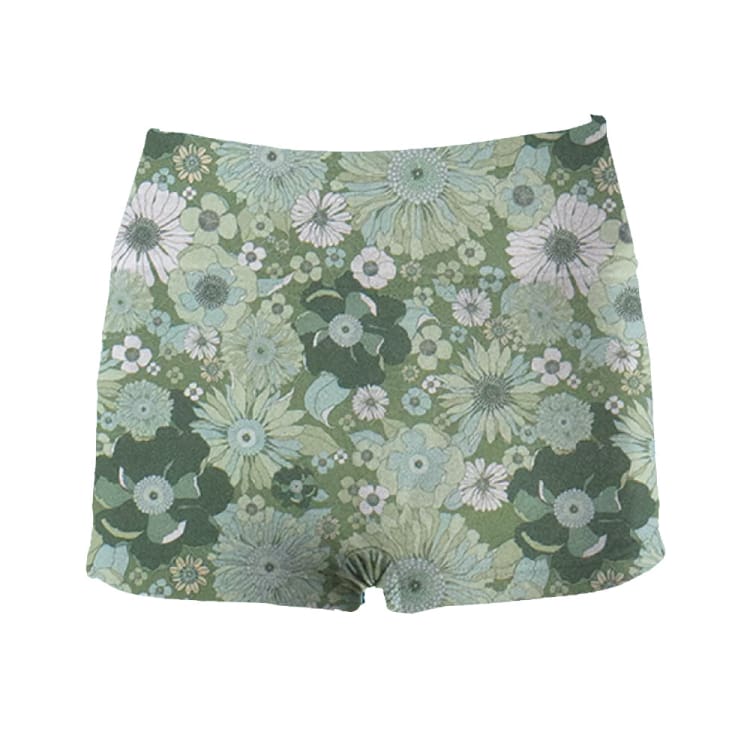 Bikini Pants: Maka - Hou Women Highcut Water Shorts - GREEN FLOWER - Green M Pants, Bottom, Clothing, Fashion, | 40W04 - 12S0033 - M