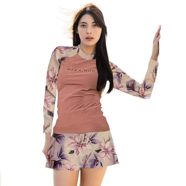 Rashguards: Maka-Hou Women Long Sleeve Rashguard-LILY BLOOM (Japanese Brand) - Clothing, Exceed By, Fashion, Hong Kong, Japan