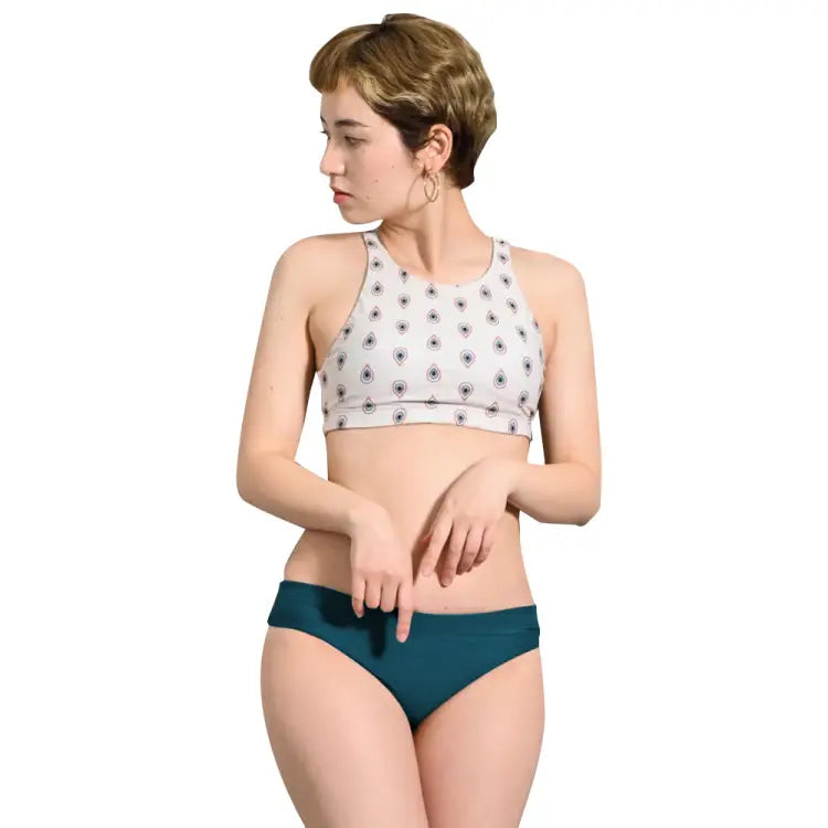 Bikini Pants: Maka-Hou Women Mid-Rise Bikini Bottom-GREEN (Japanese Brand) - 40W01-12S0009-L, 40W01-12S0009-M, Bikini Pants, Bottom,