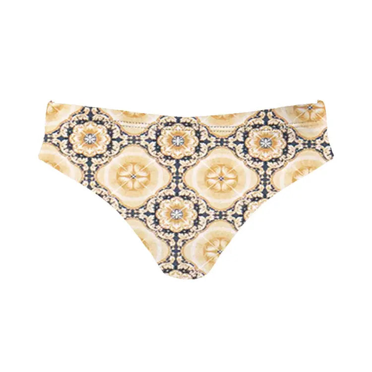 Bikini Pants: Maka-Hou Women Mid-Rise Bikini Bottom-TILE (Japanese Brand) - MAKA-HOU / Tile / M / 40W01-12S0009-L, 40W01-12S0009-M,