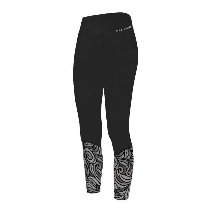 Leggings / Water: Maka - Hou Women P ＆ Yoga Leggings - BLACK - Black M Beige Leaf, Black, Bottom, Clothing, Fashion | 71W22 - 32S0932 - M