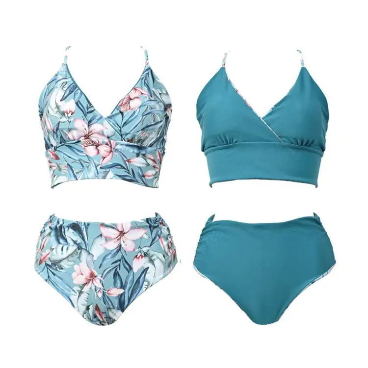 Swimsuits: Maka - Hou Women Reversible Bikini - GREEN LEAF - Green M Clothing, Exceed By, Fashion, Leaf, Hong Kong | 20W04 - 12S3135 - M