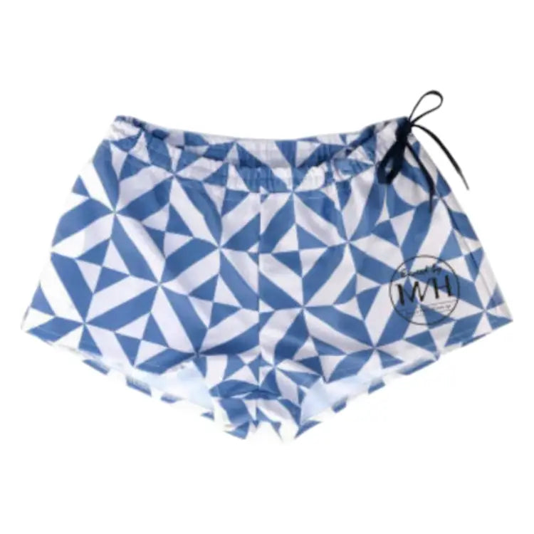 Boardshorts: Maka-Hou Women Water Shorts-BLUE GEOMETRY (japanese Brand) - MAKA-HOU / Blue Geometry / M / 41W07-12S0911-L, 41W07-12S0911-M,