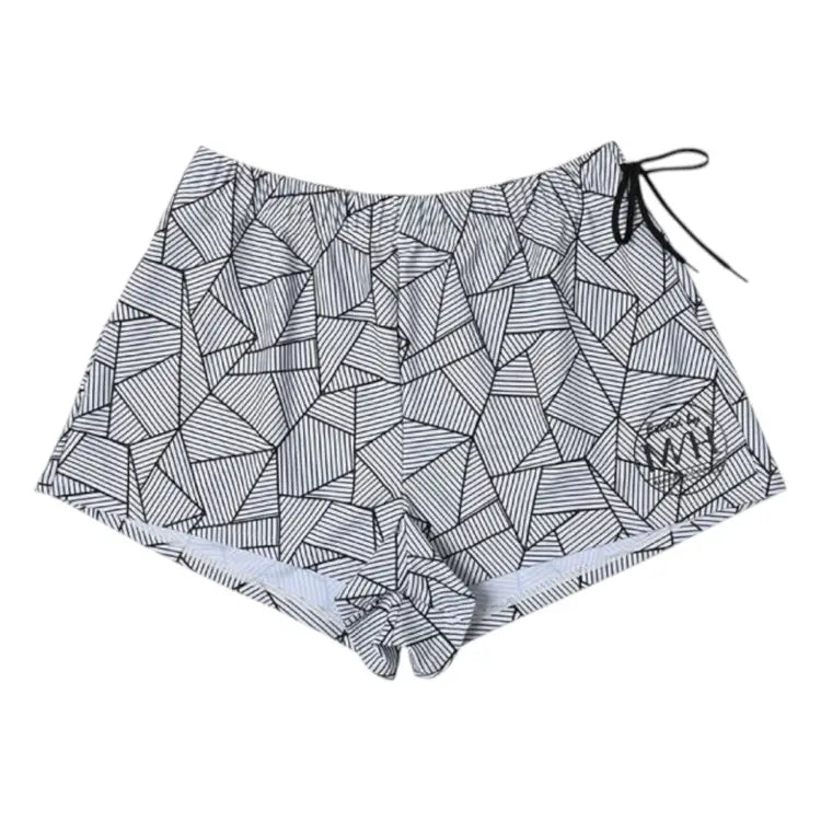 Boardshorts: Maka-Hou Women Water Shorts-GREY GEOMETRY (japanese Brand) - MAKA-HOU / Grey Geometry / M / 41W07-12S0911-L, 41W07-12S0911-M,