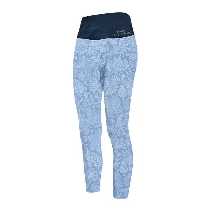 Leggings / Water: Maka - Hou Women ＆ Yoga Leggings - NAVY LEAF - Barrel Navy M Bottom, Clothing, Exceed By, Fashion, fitness | 71W12