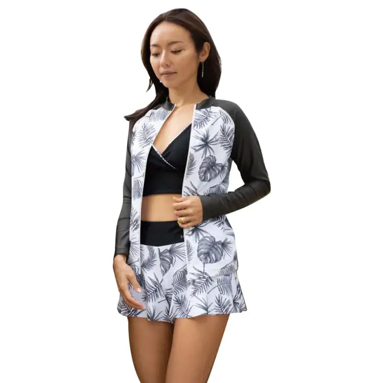 Rashguards: Maka - Hou Women Zip - Up Rashguard - MIX LEAF - Clothing, Exceed By, Fashion, Hong Kong, Japan | 11W12 - 22S2801 - M