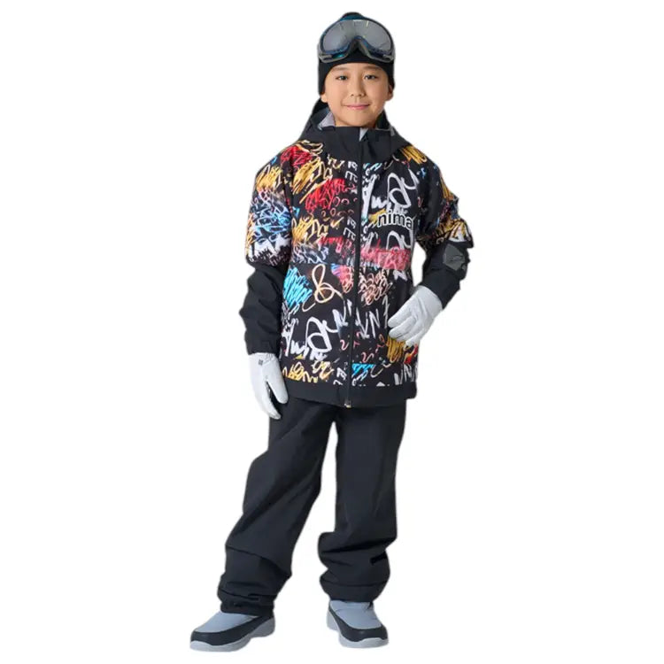 Jackets / Snow: Nima Kids Graffiti Snow Suits-BLACK (Japanese Brand) - Nima / Black / 130 / 2025, 25JR-1601-21P-110, 25JR-1601-21P-120,