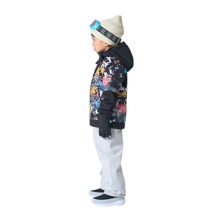 Jackets / Snow: Nima Kids Graffiti Snow Suits-BLACK (Japanese Brand) - 2025, 25JR-1601-21P-110, 25JR-1601-21P-120, 25JR-1601-21P-130,