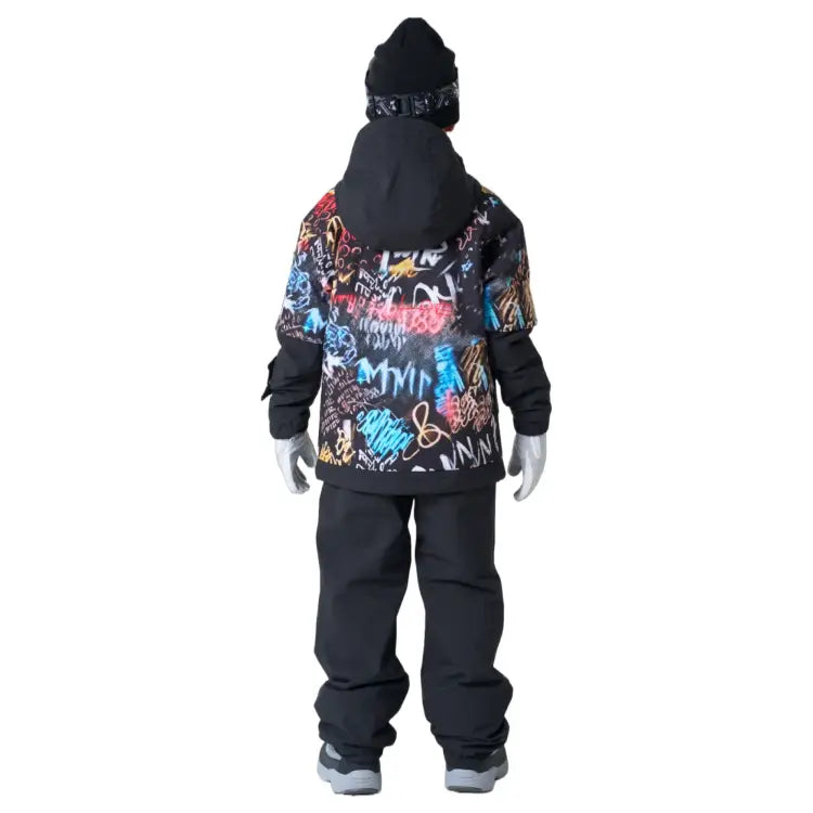 Jackets / Snow: Nima Kids Graffiti Snow Suits-BLACK (Japanese Brand) - 2025, 25JR-1601-21P-110, 25JR-1601-21P-120, 25JR-1601-21P-130,