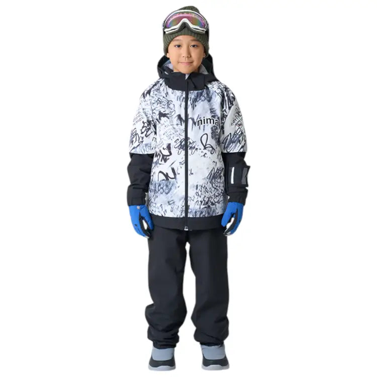 Jackets / Snow: Nima Kids Graffiti Snow Suits-WHITE (Japanese Brand) - Nima / White / 130 / 2025, 25JR-1601-21P-110, 25JR-1601-21P-120,