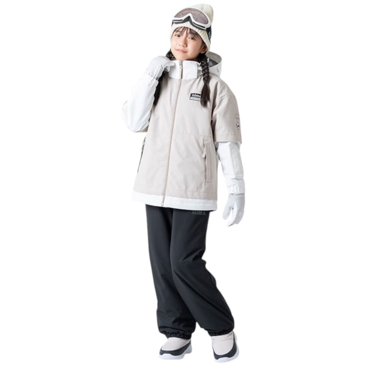 Jackets / Snow: Nima Kids Snow Suits-BEIGE (Japanese Brand) - 2024, Beige, Blue Flower, Clothing, Ice & Snow | 24JR1507-83-130