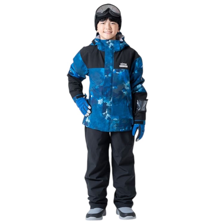 Jackets / Snow: Nima Kids Snow Suits-BLUE (Japanese Brand) - Nima / Blue / 130 / 2024, Blue, Blue Flower, Clothing, Ice & Snow