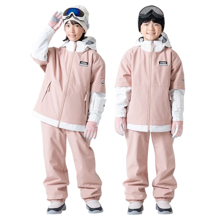 Jackets / Snow: Nima Kids Snow Suits-PINK (Japanese Brand) - Nima / Pink / 130 / 2024, Blue Flower, Clothing, Ice & Snow, Jackets