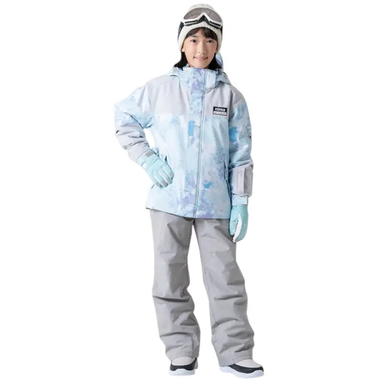 Jackets / Snow: Nima Kids Snow Suits-SKYBLUE (Japanese Brand) - 2024, Blue Flower, Clothing, Ice & Snow, Jackets | 24JR1501-99P-130