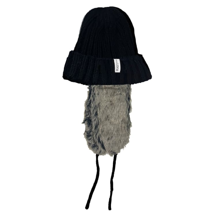 Headwear / Beanies: Peax Fur Earflap Beanie-BLACK - Peax / Black / Free / 2024, Accessories, Bearx, Black, Head & Neck Wear | JP15729-BLACK