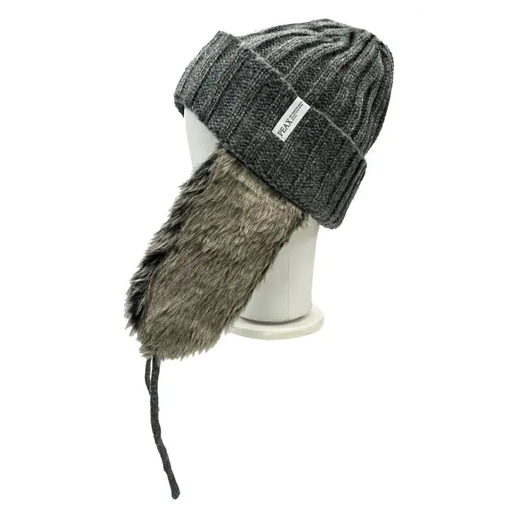 Headwear / Beanies: Peax Fur Earflap Beanie-GRAY - Peax / Grey / Free / 2024, Accessories, Bearx, Grey, Head & Neck Wear | JP15729-GRAY
