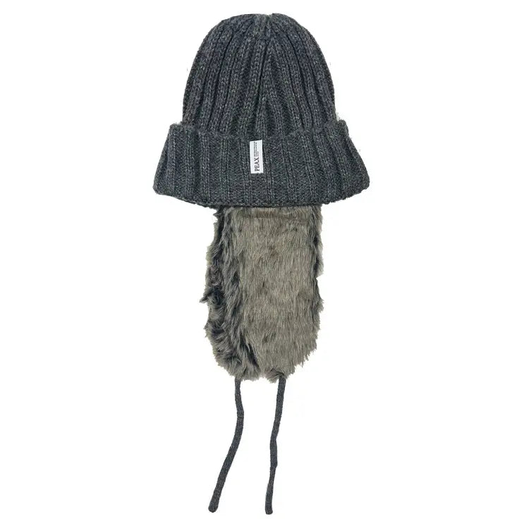 Headwear / Beanies: Peax Fur Earflap Beanie-GRAY - Peax / Grey / Free / 2024, Accessories, Bearx, Grey, Head & Neck Wear | JP15729-GRAY