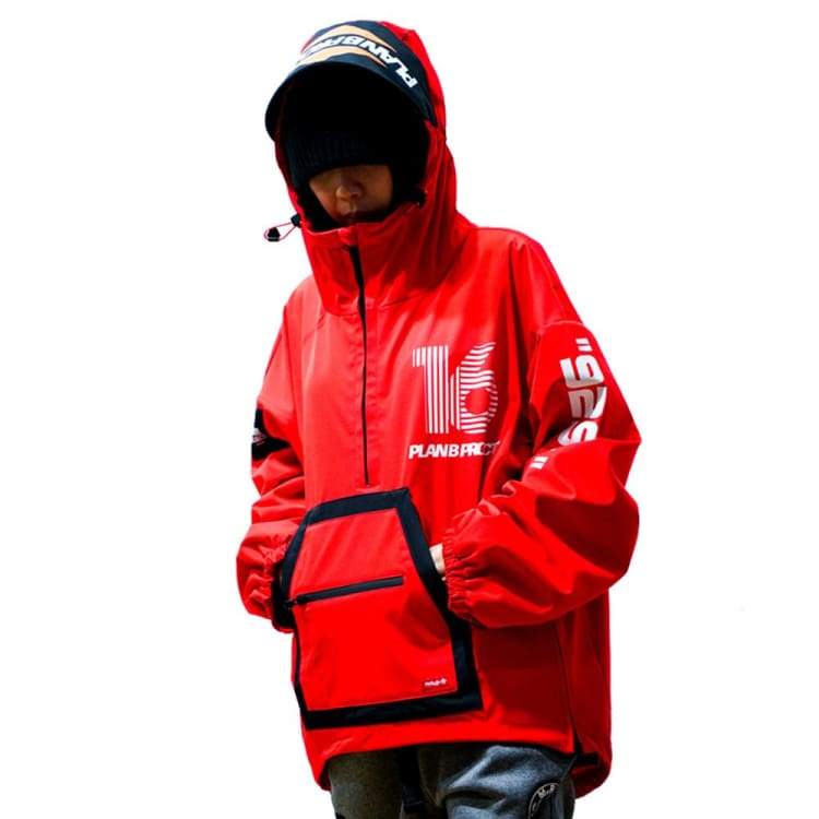 Jackets / Snow: [ PRE-ORDER ] PLANB PROJECT Pullover Snow Jacket (Japanese Brand) Red [Unisex] - PLANB PROJECT / S / Red / 1920 Clothing Ice