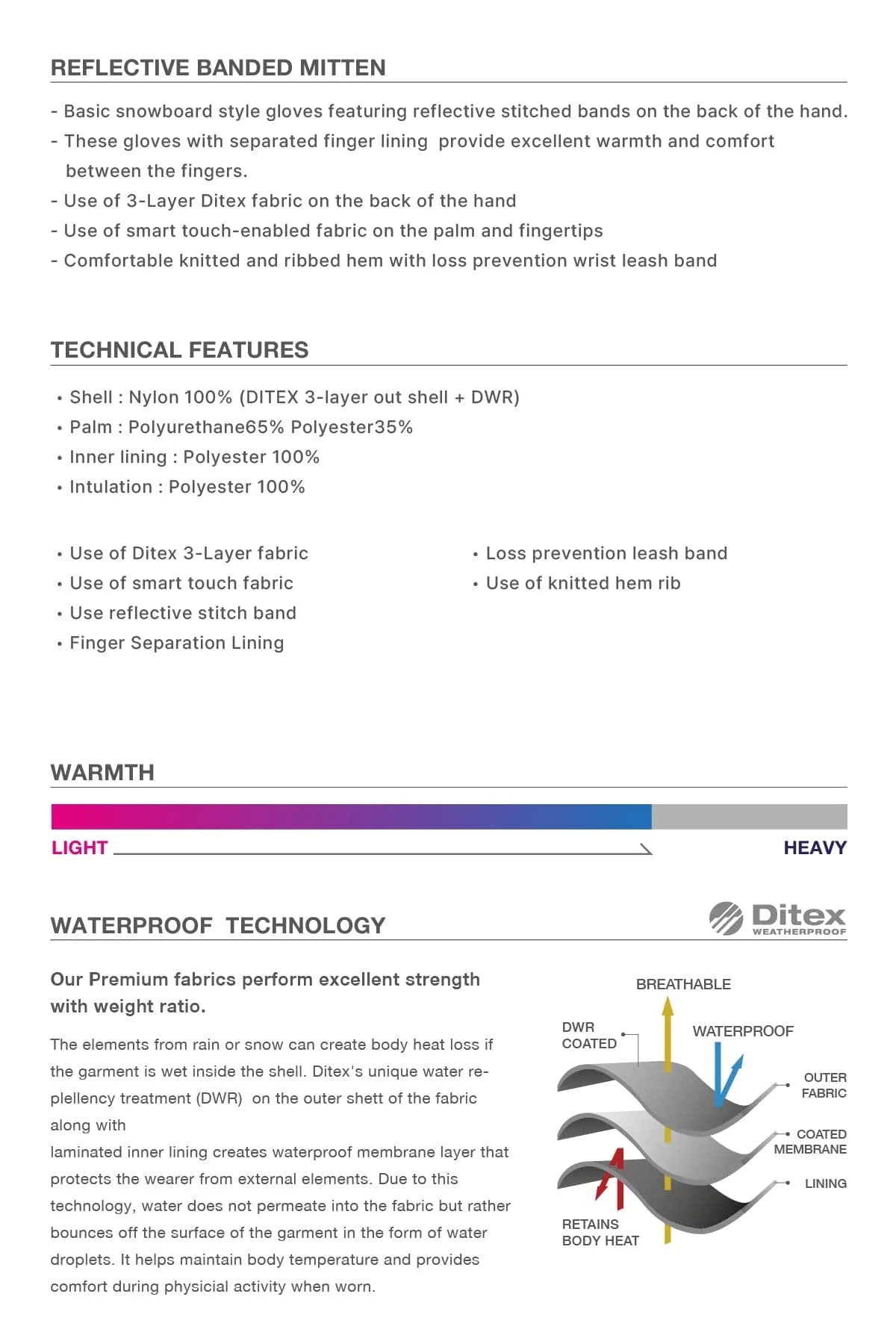Dimito Reflective Banded Mitten-ORANGE_details